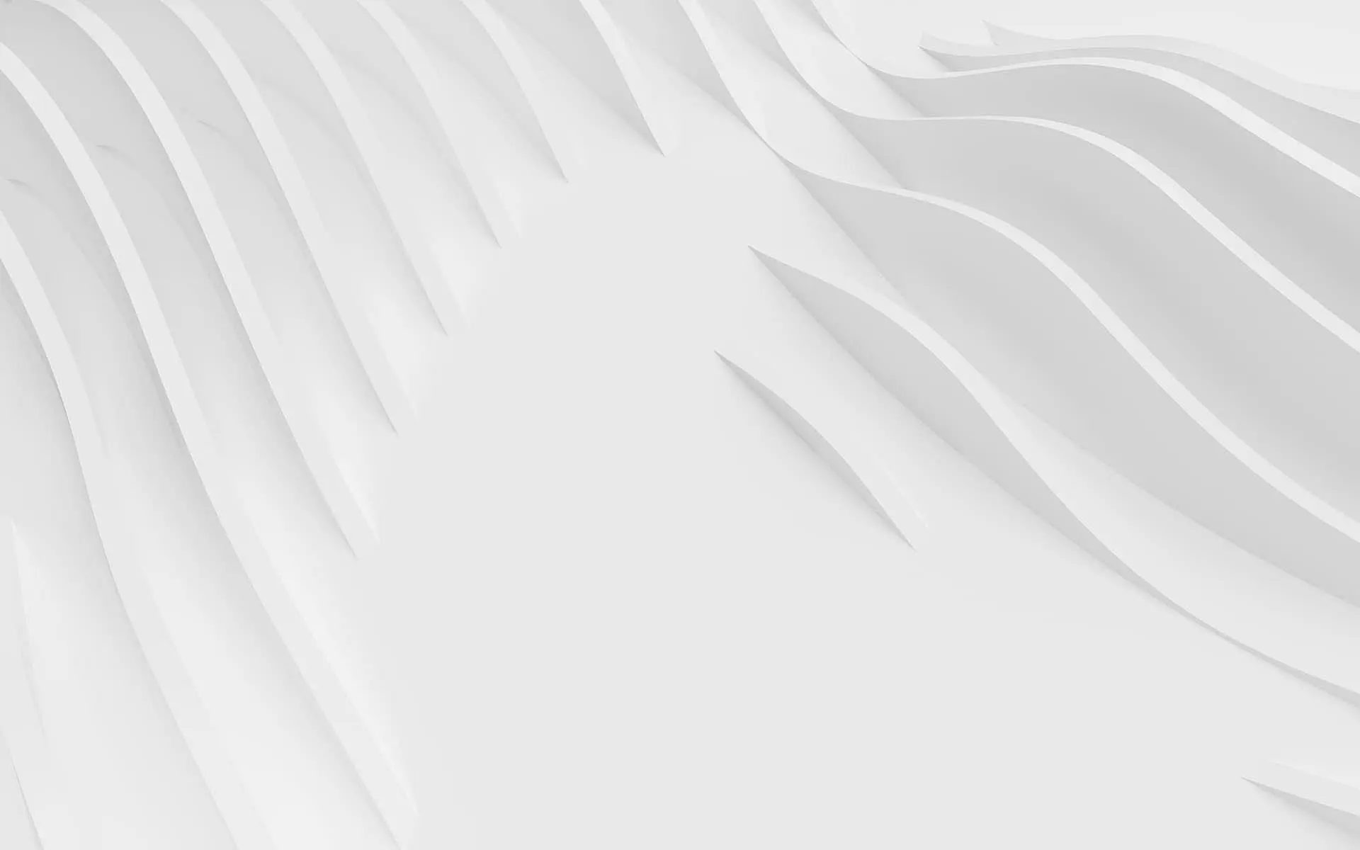 Abstract white background with overlapping, wavy layers creating a flowing pattern.